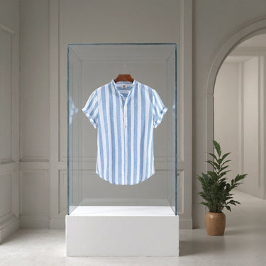 Camisa de lino Manga corta a rayas